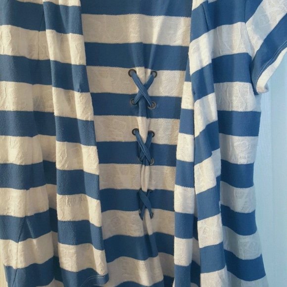 Vanity Open Fly Away Cardigan Striped Laced L - Picture 7 of 7